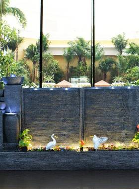 大型式流水喷泉摆室件水欧幕墙公司前台tb-61296装办公庭院招财鱼