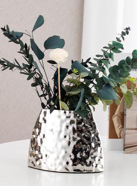 现代简约水波室纹花瓶属立体摆件卧室金茶水波纹立几办公书房家居