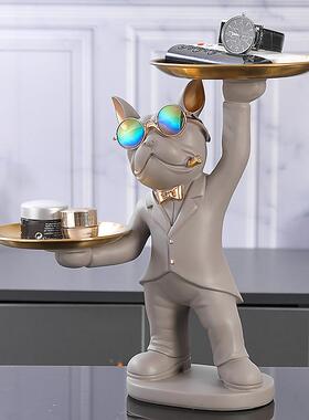 潮流口家居饰品玄匙关门放钥控器零529食斗牛犬狗收遥纳摆件电视