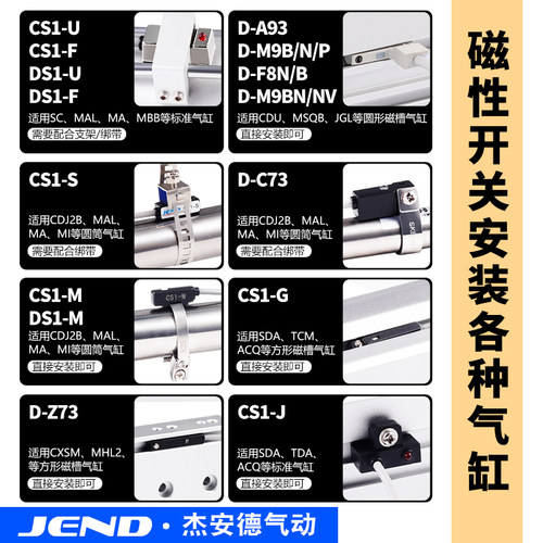气缸磁性开关感应器CS1-U/J/F/G/DS1-M三线传感器D-M9B/A93/C73
