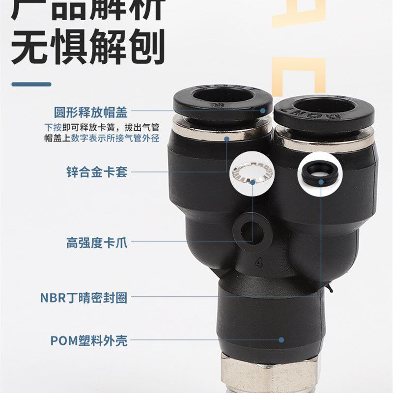 气动Y型螺纹三通快插接头PX4 6 8 10 12-M5 01 02 03 04气管快速
