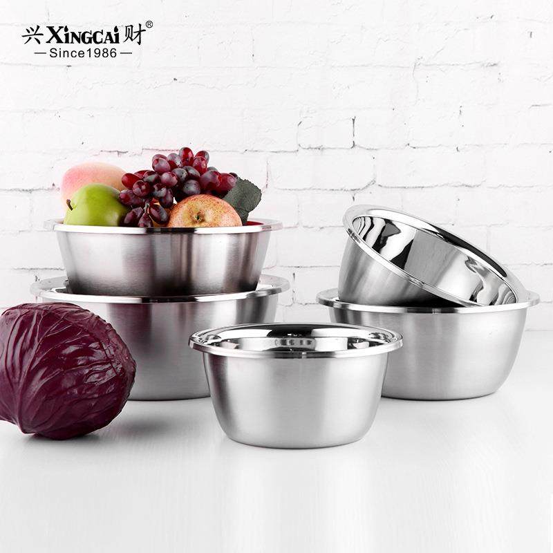 xyt加厚304不锈钢料理盆多规格家用汤盆烘培盆厨房盆子洗菜盆圆形