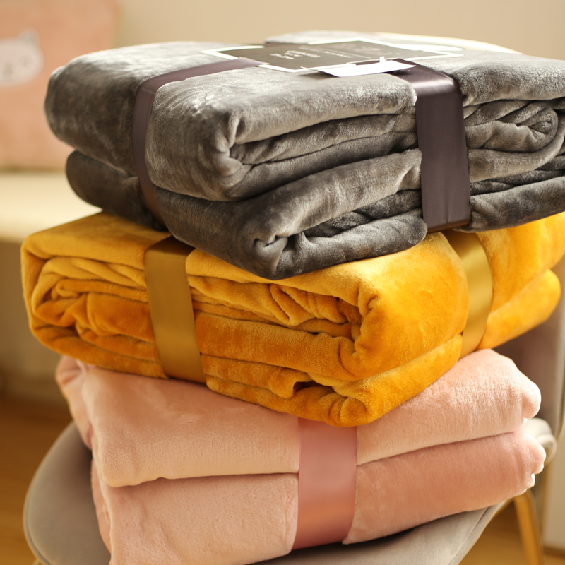 出口法兰绒毛毯床单冬季加厚珊瑚绒毯G子空调毯纯色沙发盖毯午睡