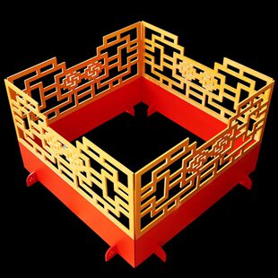 2024实木围栏栅栏圣诞新年创意摆件节日装饰橱窗场景布置树裙围裙