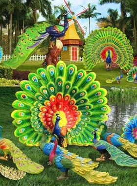 仿真开屏道具孔雀模型摆件户外花园动物大型雕塑草坪婚庆美陈装饰