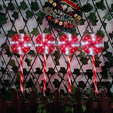 太阳能大板棒棒糖灯户外防水LED圣诞糖果灯节日装饰草坪灯氛围灯