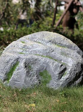 仿真空心石大摆件花园水池绿化井盖石头造景装饰玻璃钢刻字假山石