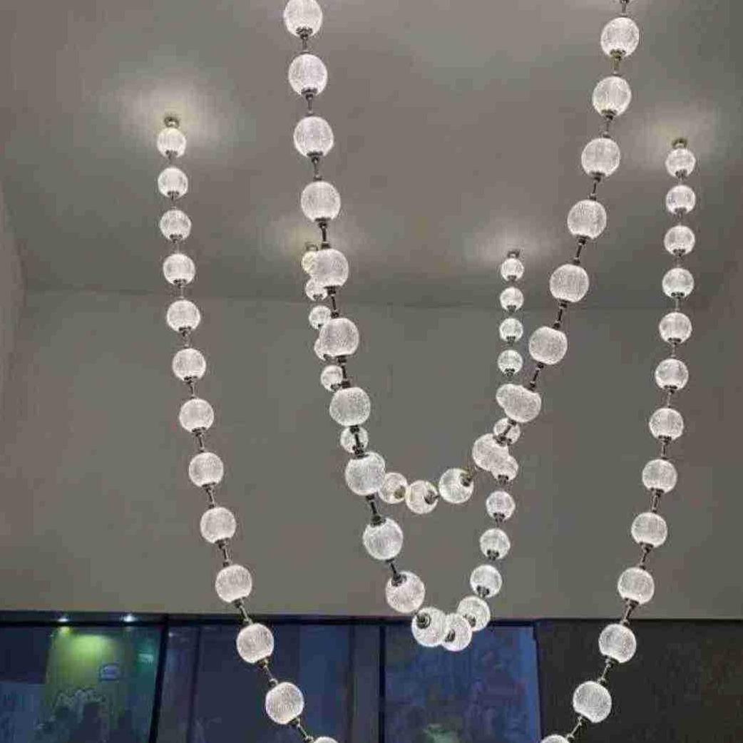 简约透明佛珠珍珠串串LED吊灯酒店大堂宴会厅水晶吊灯别墅楼梯灯