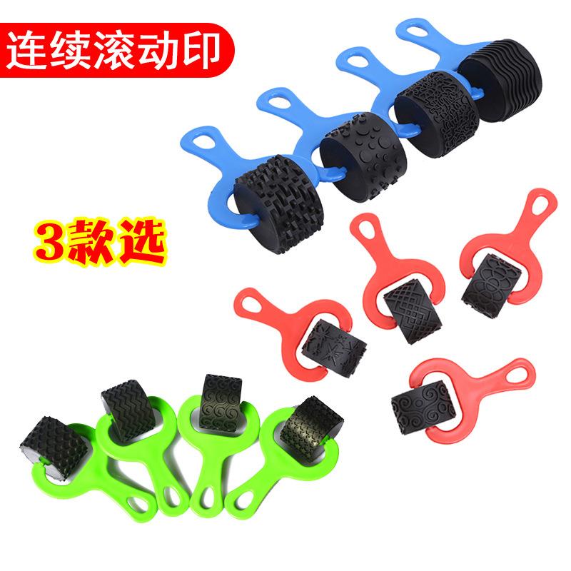 幼儿童早教美劳DIY黏土彩泥橡胶滚轮工具橡胶擀面棍连续滚动印