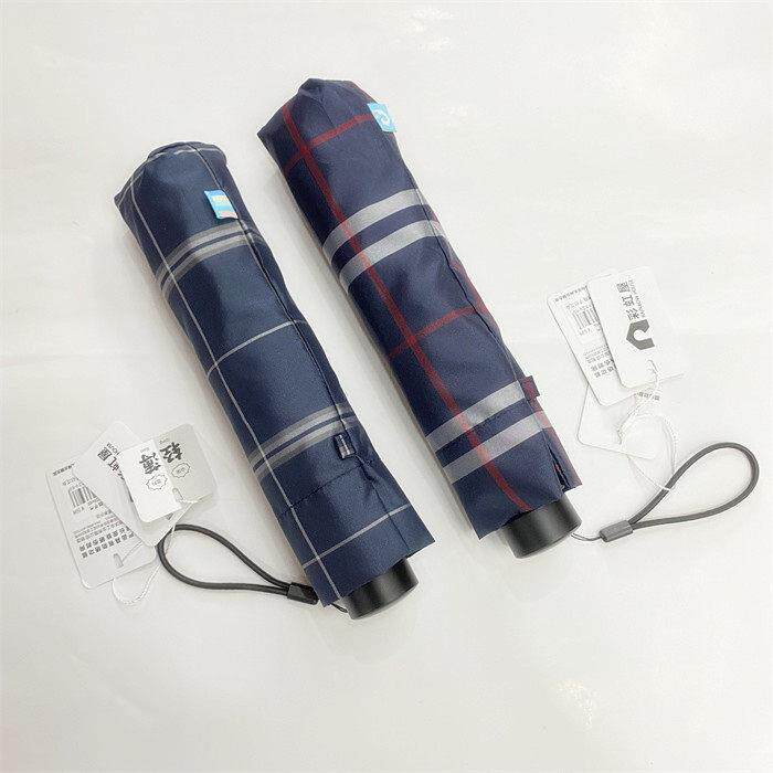 台湾彩虹屋加大超轻商务晴雨伞男女格子三折叠两用格子一甩干面料