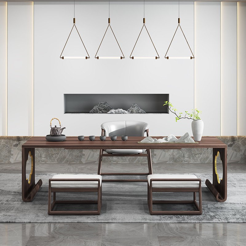 热销新中式实木茶桌椅q组合办公室家用一体泡茶桌禅意功Y夫茶台茶