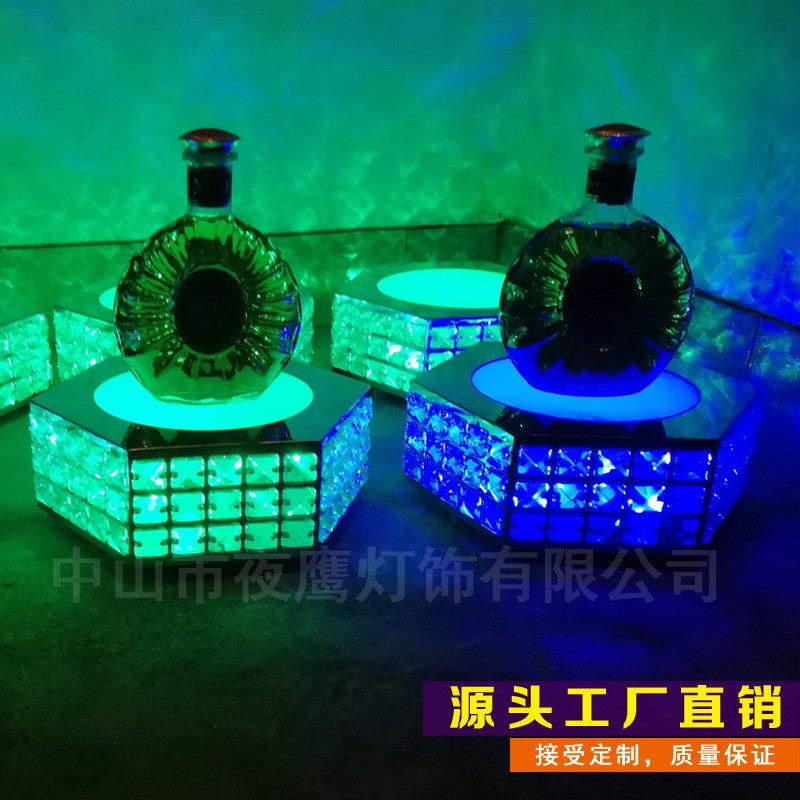 酒吧发光a酒座黑桃A香槟展示酒架不锈钢XO洋酒酒托KTV出酒气氛道