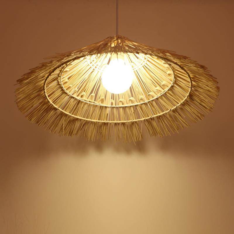 藤编草帽吊灯创意个性田园吊灯餐厅农家乐藤艺复古艺术斗笠灯日式,家装灯饰光源,智能吊灯,淘宝优惠券,粉丝福利购,淘宝优惠卷
