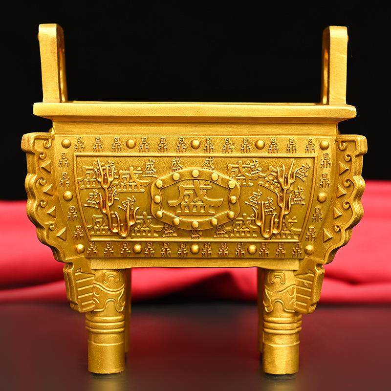 铜鼎摆件黄铜鼎盛鼎香炉鼎家用办公室装饰商务开业礼品