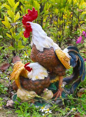 户外仿真大公鸡摆件玻璃钢母鸡动物雕塑装饰店门口吸引人花园装饰