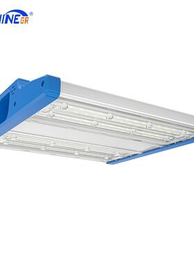 商业超市高湾灯头LED线性天棚灯蓝色堵头吊链灯宽面散热仓库灯7年
