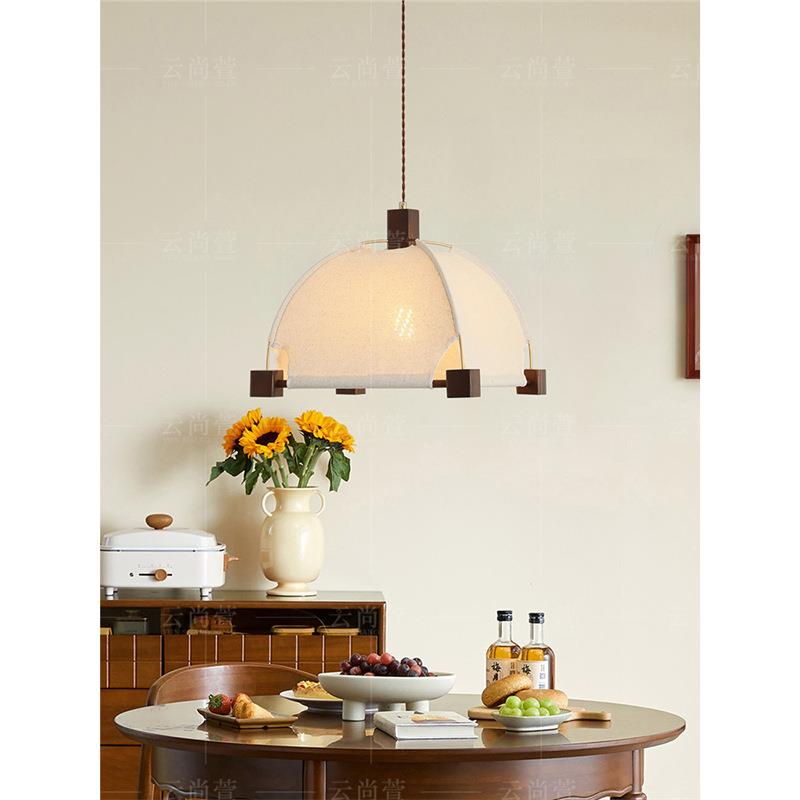 复古餐厅吊灯法式中古卧室房间灯实木布艺布艺高级感民宿吧台灯