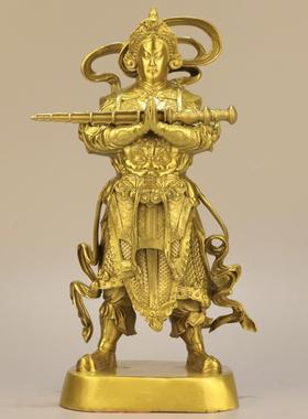 2024新款黄铜韦陀护法金刚菩萨摆件 家居办公装饰礼品工艺品