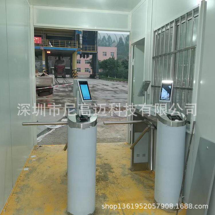 供应304不锈钢桥式弧形三辊闸门建筑工地人脸识别门禁考勤三叉闸