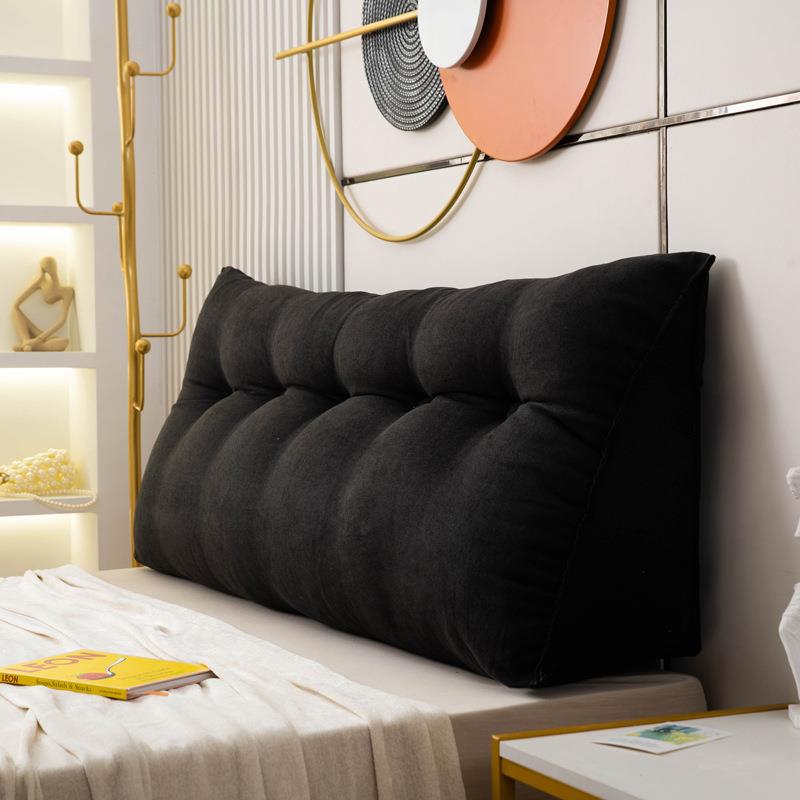 日式ins榻榻米软包三角大靠背北欧纯色长靠枕米色床头靠垫床上垫