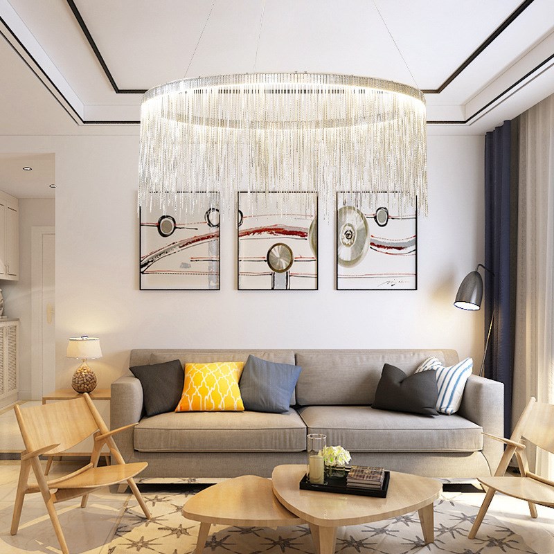 2020客厅餐厅流苏吊灯轻奢后A现代简约客厅灯具创意前台吧台吊灯