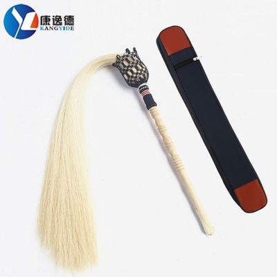 康逸德太极拂尘真马尾拂尘法器道士佛尘太极法器木柄浮尘套戏剧