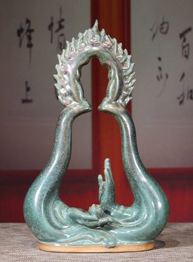 钧瓷香插佛在心中摆件居家玄关装饰品陶瓷复古长辈领导高档礼盒装