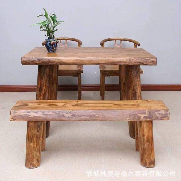原木大板阳台茶桌纯实木榫卯结构榆木客厅商家两用桌椅餐桌组合装,商业/办公家具,茶台/茶桌,淘宝优惠券,粉丝福利购,淘宝优惠卷