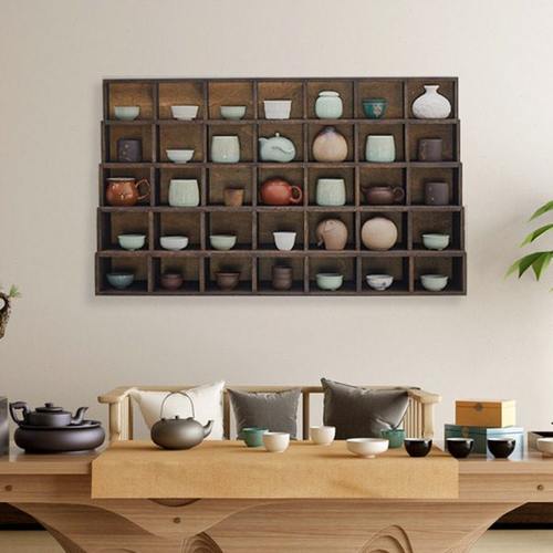 实木茶杯架阶梯紫砂茶壶收纳架茶具架台面博古架多宝阁摆件置物架