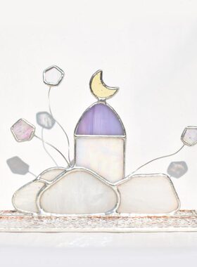 原创手工云朵房子月亮星星玻璃可爱家居摆件生日礼物送朋友闺蜜