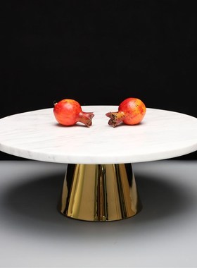 北欧轻奢大理石高脚首饰盘果盘蛋糕盘摆件客厅饭厅家居装饰品摆盘