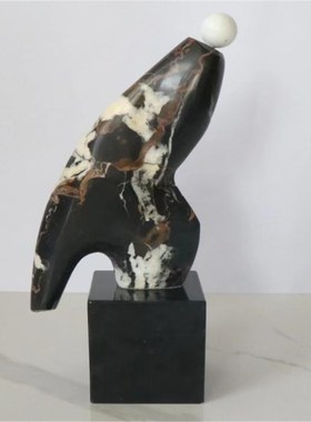 现代简约天然大理石雕刻创意雕塑摆件样板间售楼处高端石材摆件