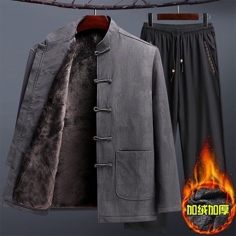 中老年唐装男爸爸冬季套装爸爸棉袄加绒加厚外套老人生日爷爷衣服,男装,唐装,淘宝优惠券,粉丝福利购,淘宝优惠卷