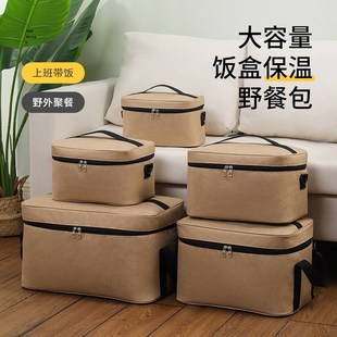 小布袋手提袋男上班族装午餐w带菜便当袋子加厚铝箔保温手提便当