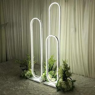 新款婚庆道具椭形发光路引三件套T台迎宾区现场布置橱窗装饰摆件