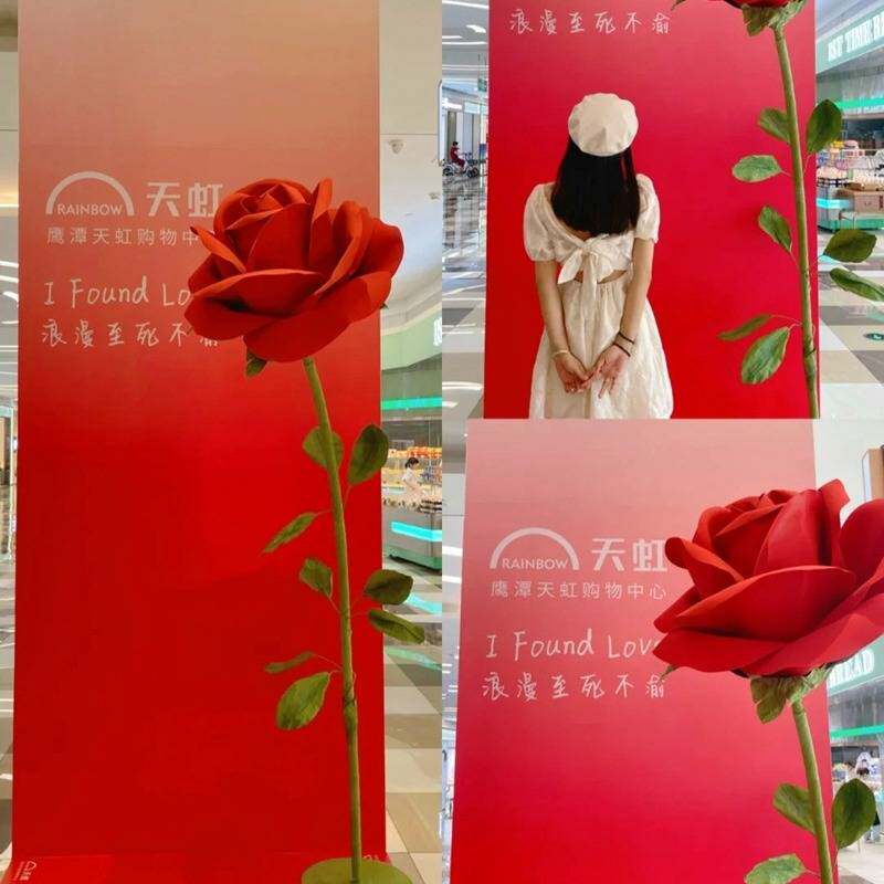 巨型仿真花纸花艺玫瑰花EVA一支商场橱窗摆件户外布景网红爆款