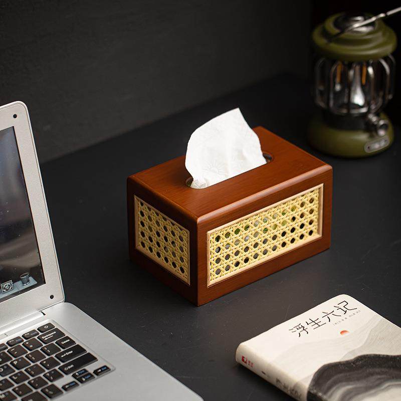 日式竹木仿藤编纸巾盒复古藤编抽纸盒家居卧室客厅茶几纸抽盒,收纳整理,纸巾盒,淘宝优惠券,粉丝福利购,淘宝优惠卷