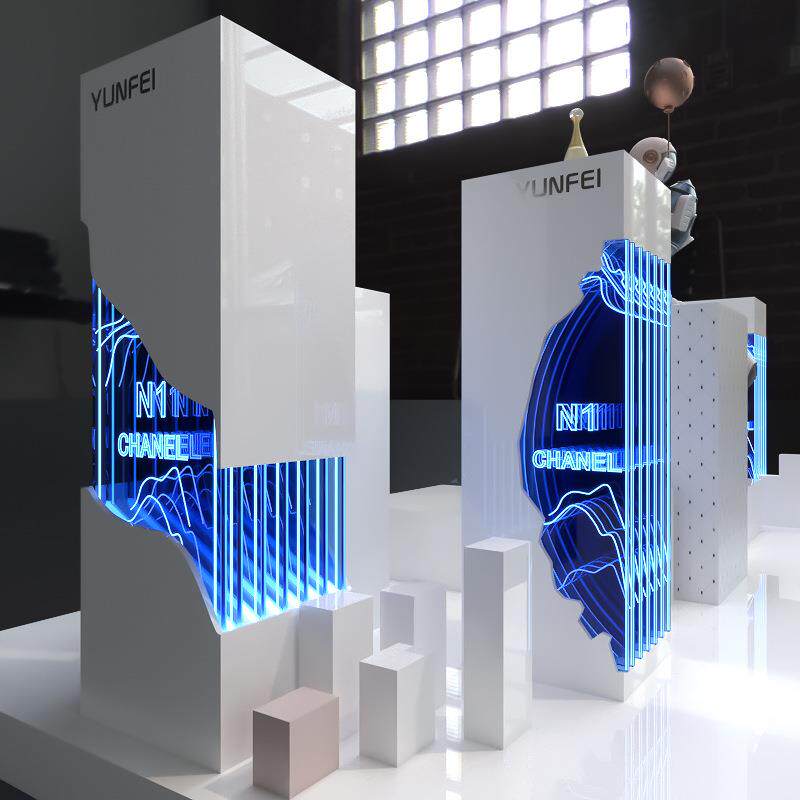 发光亚克力展台橱窗摆件道具中岛产品加厚展示柜科技烤漆展柜厂家