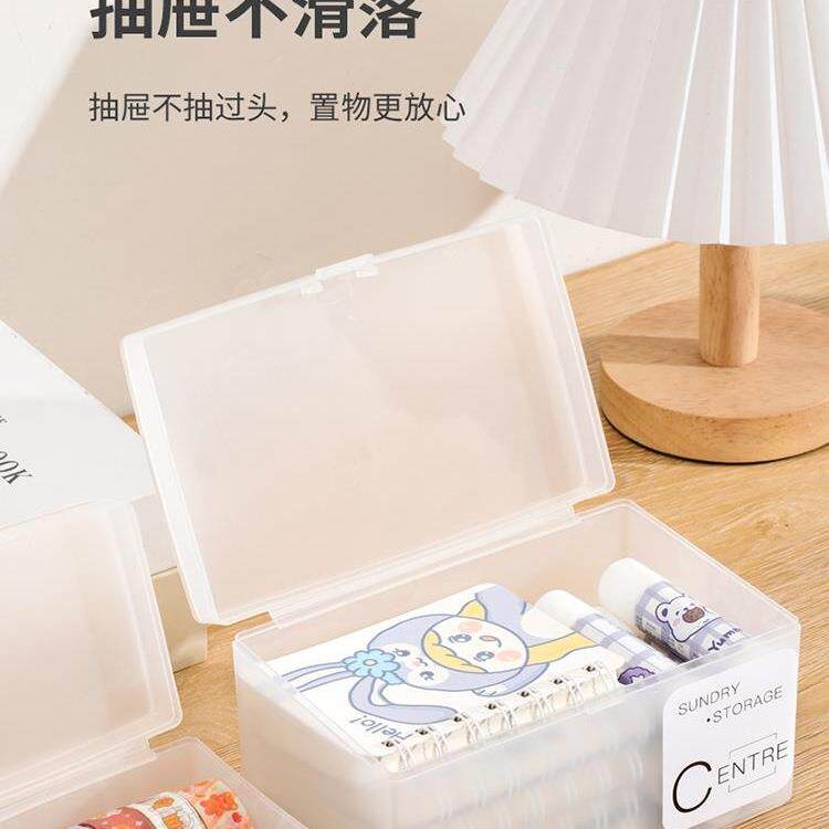日式卡片收纳盒透明桌面名片杂物带盖储物盒子塑料卡片办公整理盒