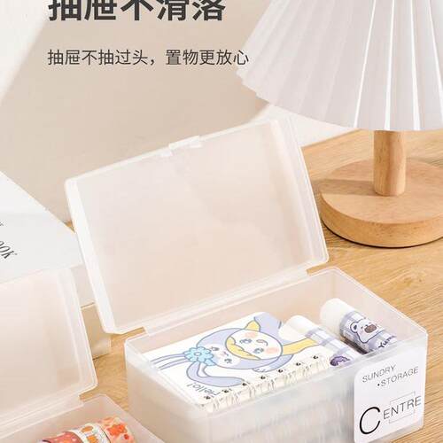 日式卡片收纳盒透明桌面名片杂物带盖储物盒子塑料卡片办公整理盒