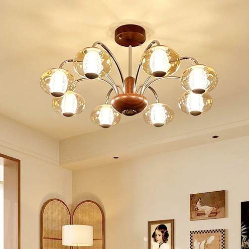 法式中古客厅吊灯vintage复古餐厅胡桃木色书房卧室设计师房间灯