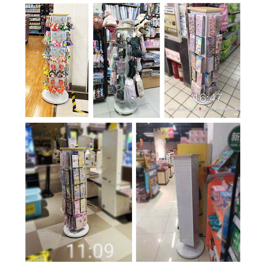 木板顶四面多孔板洞洞板旋转货架贴纸钥匙扣玩具手套袜子展示收纳