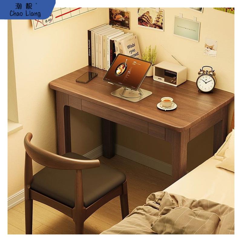 实木书桌窄小户型家用写字桌卧室床头电脑桌成人化妆桌儿童学习桌