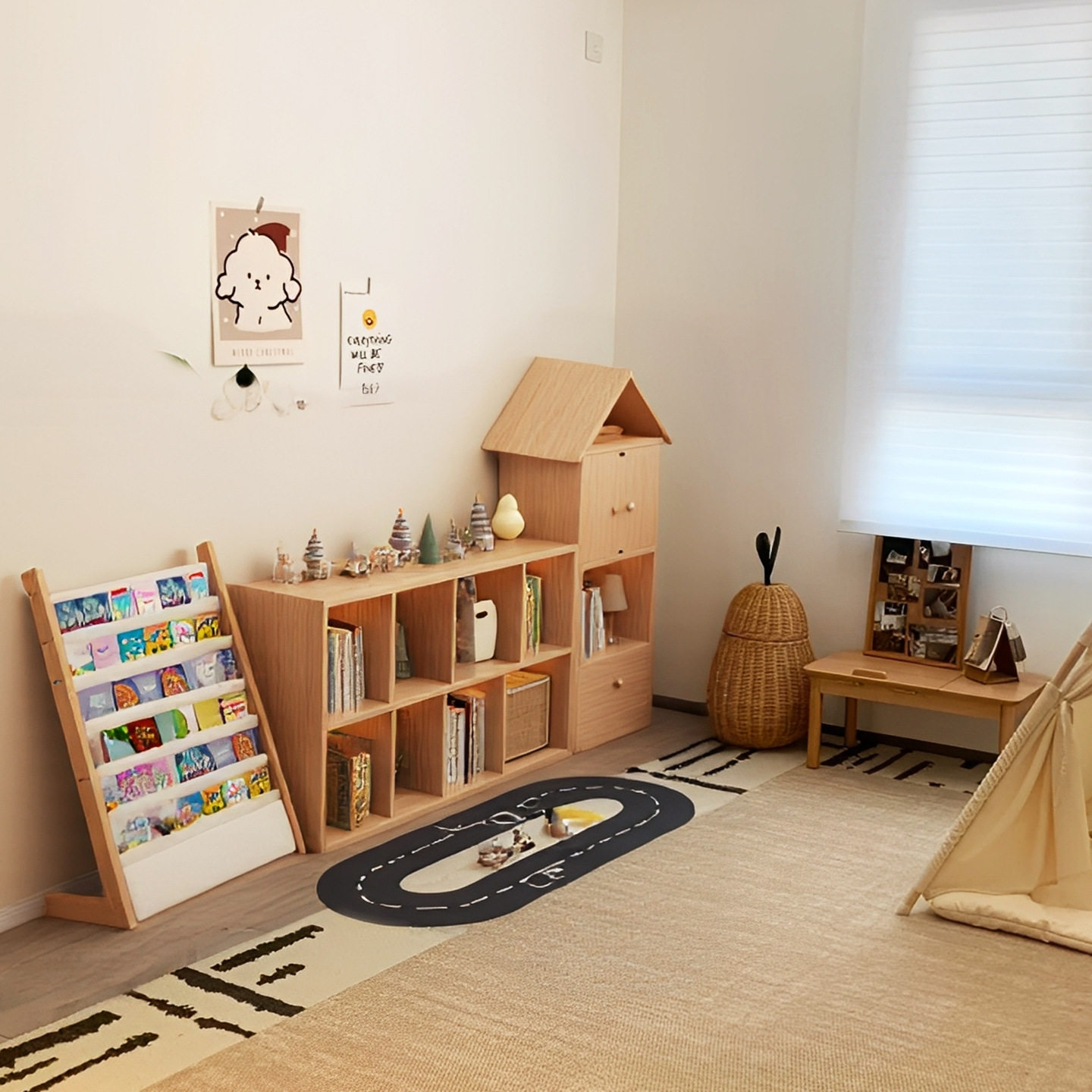 实木学生书架落地置物架幼儿园阅读区格子柜家用客厅卧室靠墙书柜图片
