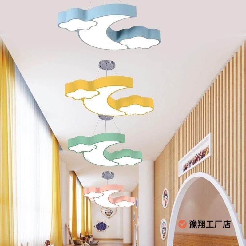 led月亮云朵吊灯幼儿园创意造型灯儿童房云朵吊灯母婴店护眼灯具,家装灯饰光源,智能吊灯,淘宝优惠券,粉丝福利购,淘宝优惠卷