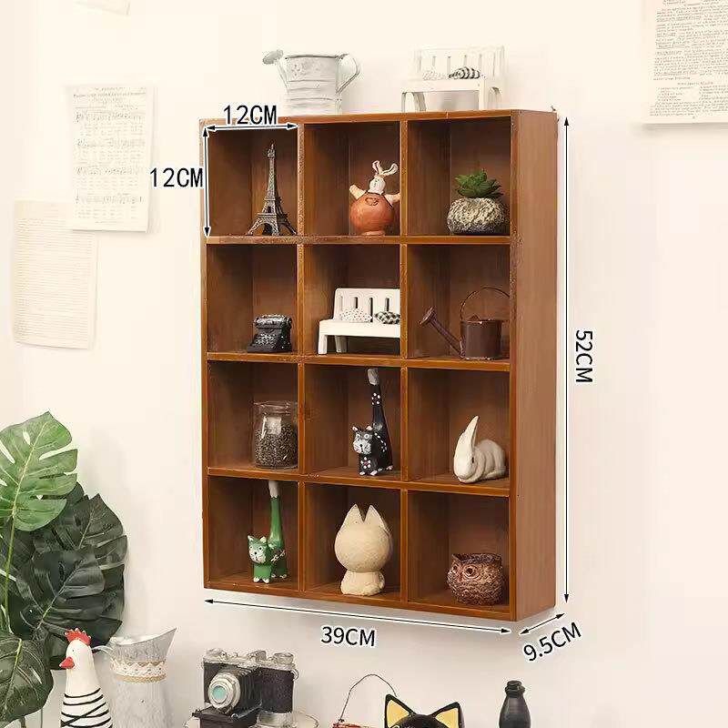 工厂直发新品免架孔墙实打木格子ltaoRR1E墙面装饰柜挂桌面上置物
