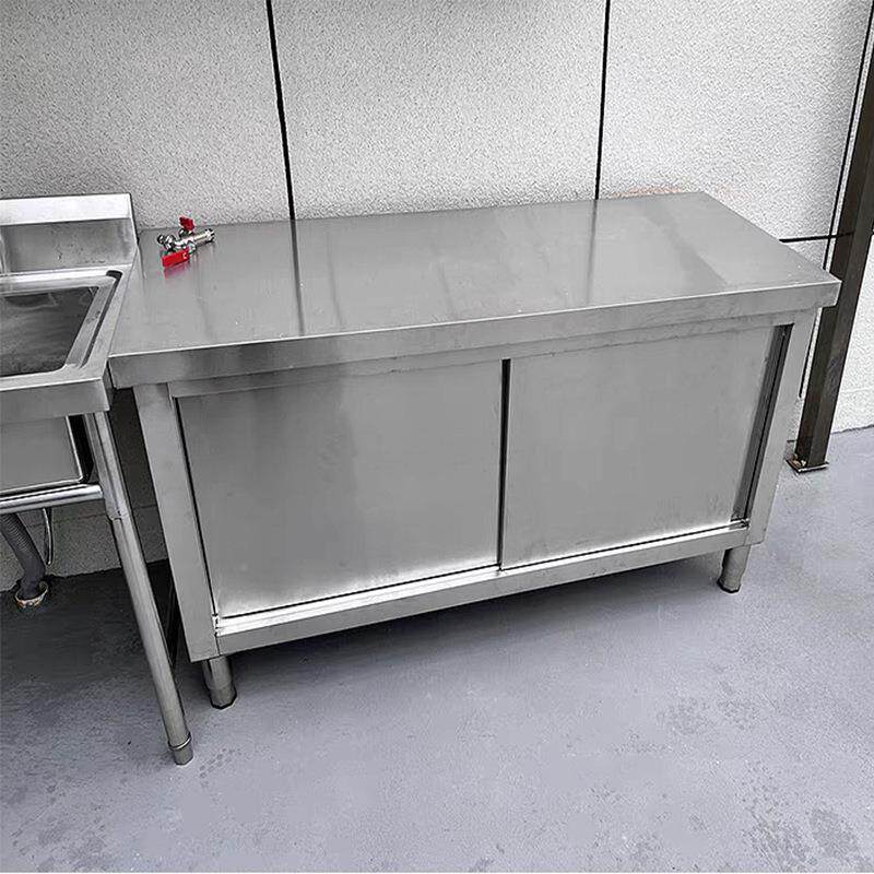 特4020厚焊接一储体不操锈钢拉门工作台物柜整体橱柜桌子房作台厨