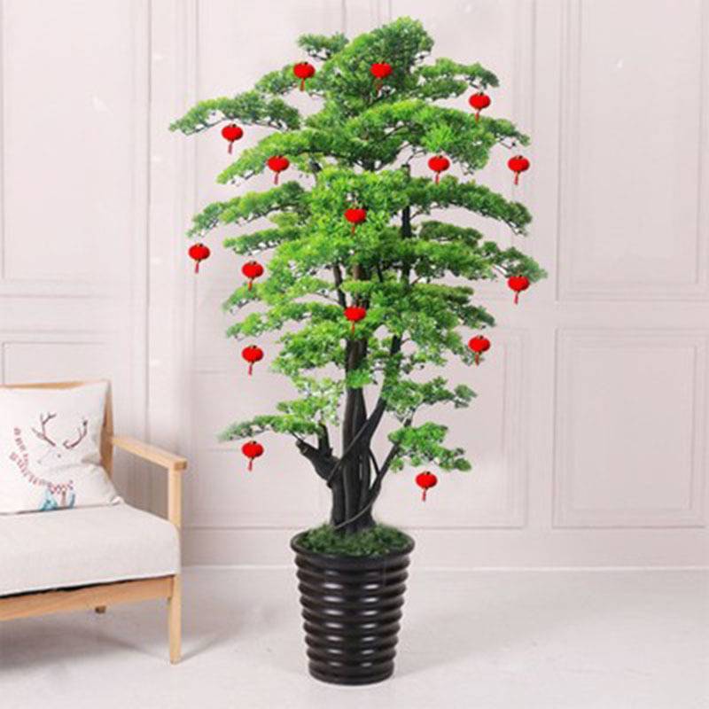 仿真植物盆栽迎客松客厅玄关摆件大型绿植室内装饰假树花景幸