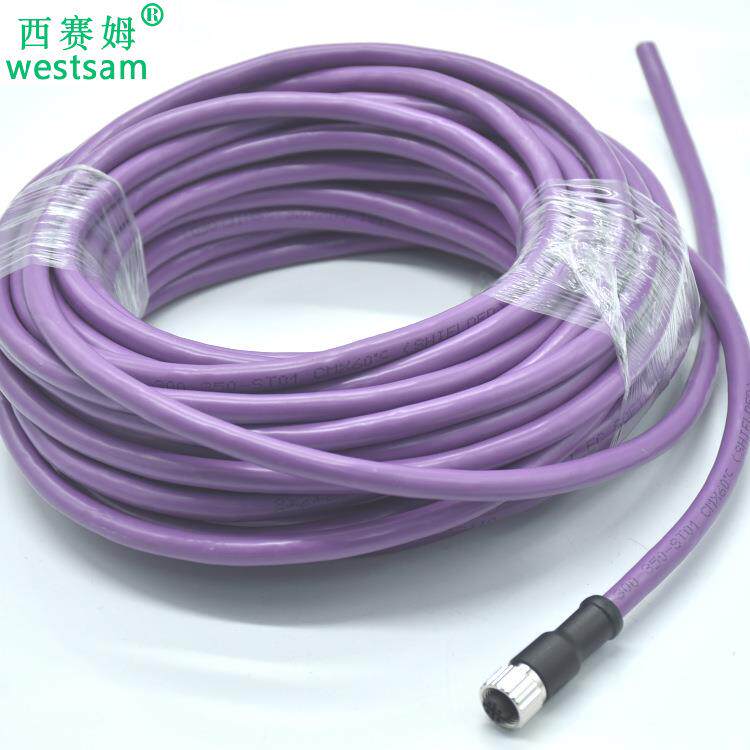CANBus线缆防水连接器M12-4P5芯母头带线浇注成型接头