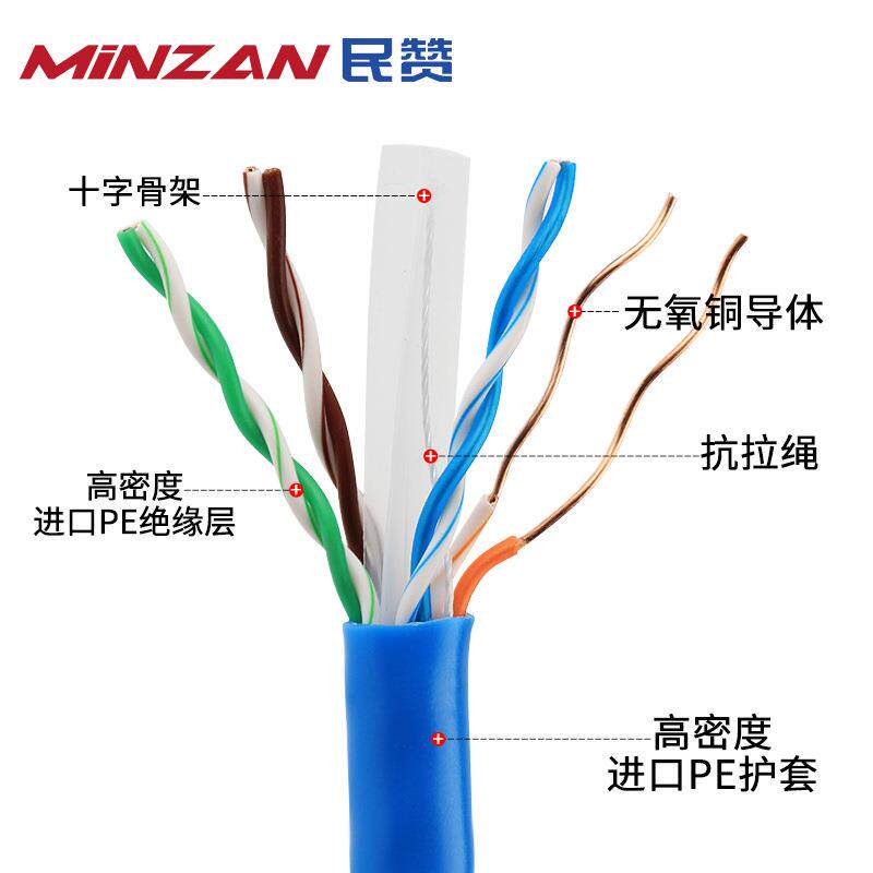 国标五类超千六网类超双屏蔽络线兆cat6工ZYW程监控家用抗干扰降